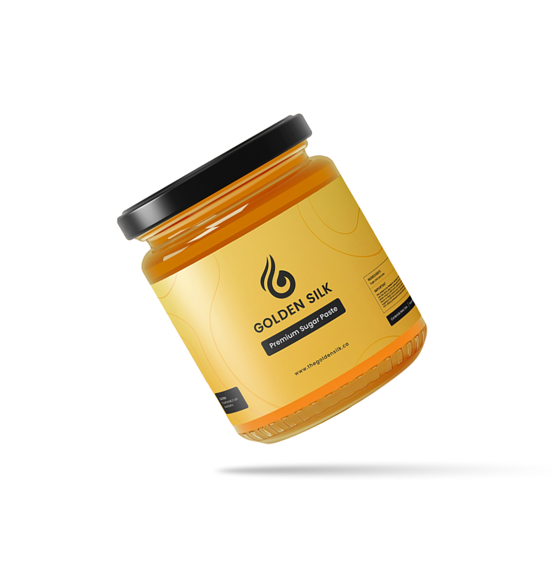 The Golden Silk sugaring paste in its signature golden jar